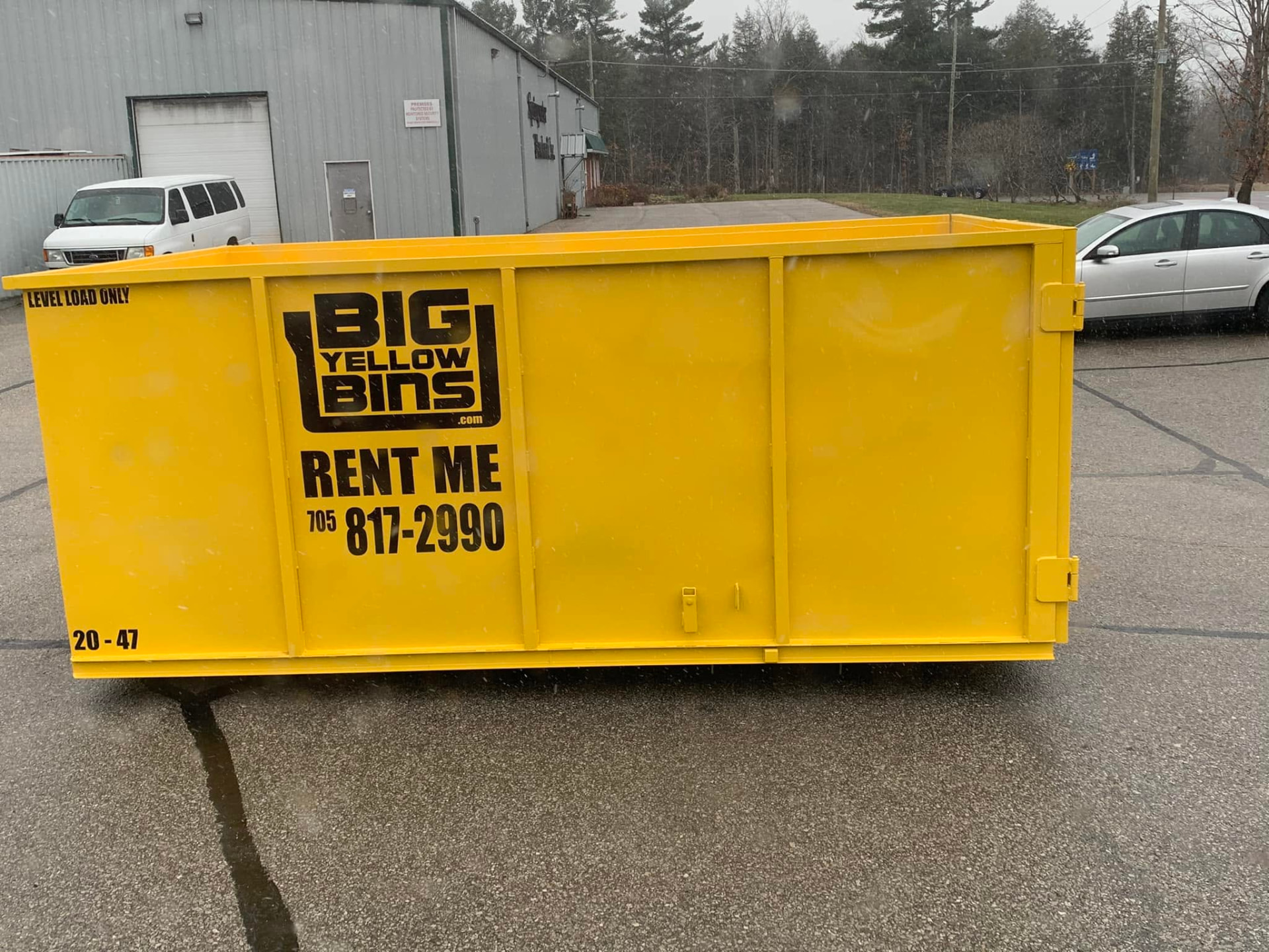Clean Big Yellow Bins dumpster ready for delivery in Tiny, Ontario